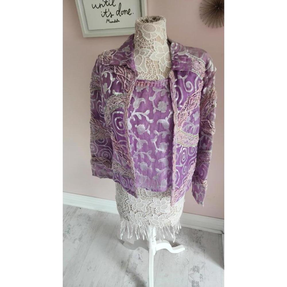 NWT 2 piece tank jacket set Sandy Starkman artsy unique M?